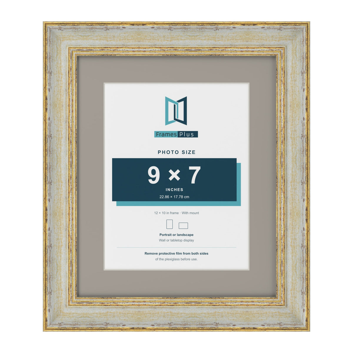 Cassis Cream 12 x 10 inch picture frame with a dawn grey mount for a 9 x 7 inch photo