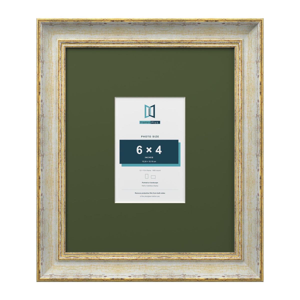 Cassis Cream 12 x 10 inch picture frame with a green mount for a 6 x 4 inch photo