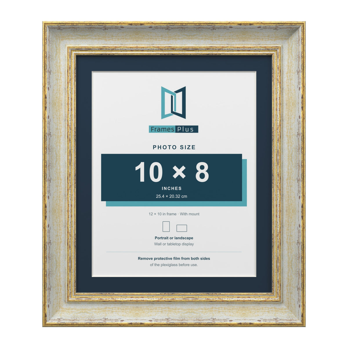 Cassis Cream 12 x 10 inch picture frame with a pacific blue mount for a 10 x 8 inch photo
