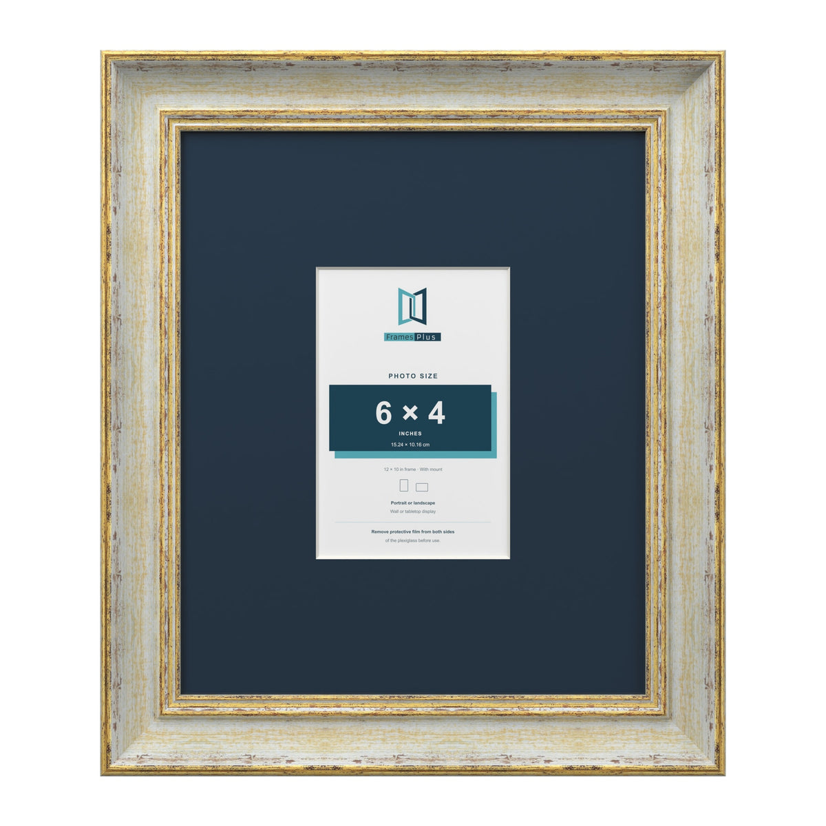 Cassis Cream 12 x 10 inch picture frame with a pacific blue mount for a 6 x 4 inch photo