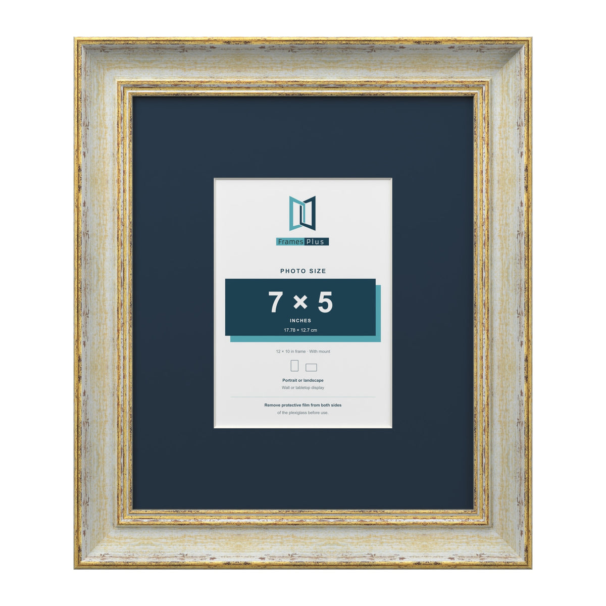 Cassis Cream 12 x 10 inch picture frame with a pacific blue mount for a 7 x 5 inch photo