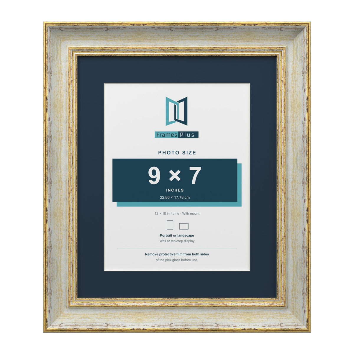 Cassis Cream 12 x 10 inch picture frame with a pacific blue mount for a 9 x 7 inch photo