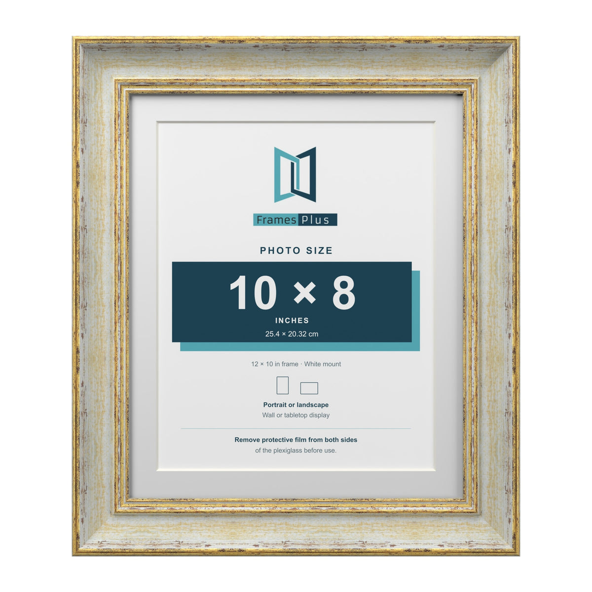 Cassis Cream 12 x 10 inch picture frame with a white mount for a 10 x 8 inch photo