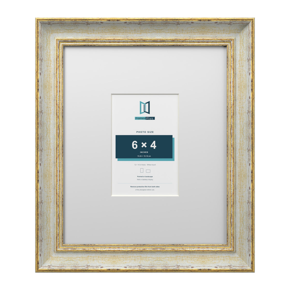 Cassis Cream 12 x 10 inch picture frame with a white mount for a 6 x 4 inch photo