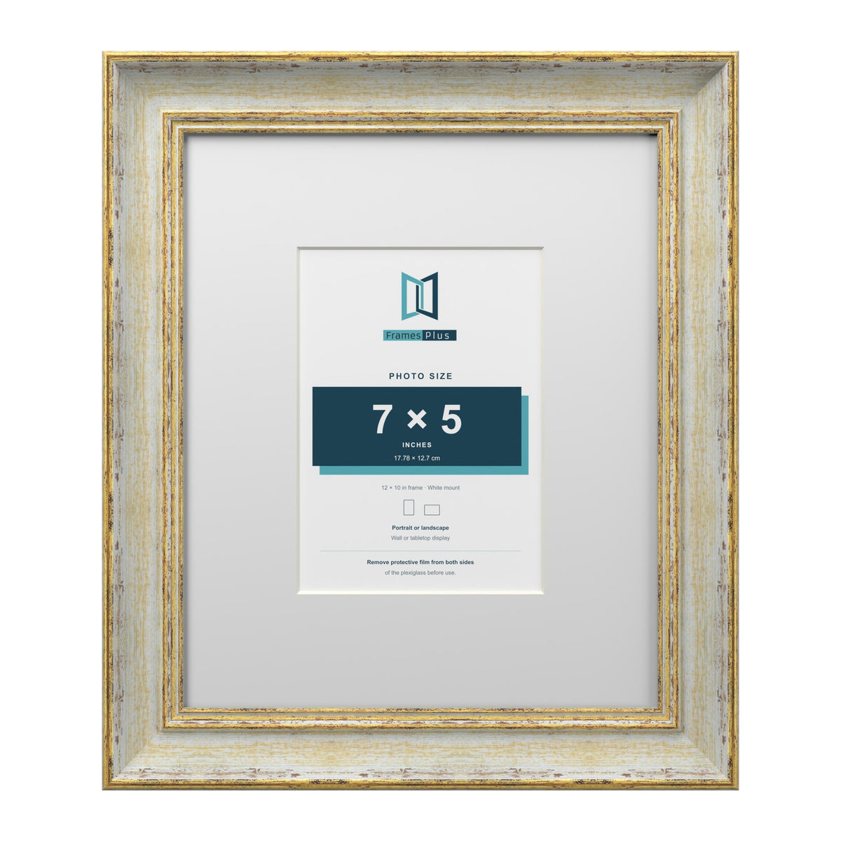 Cassis Cream 12 x 10 inch picture frame with a white mount for a 7 x 5 inch photo