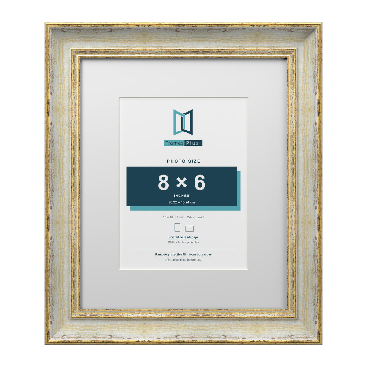 Cassis Cream 12 x 10 inch picture frame with a white mount for an 8 x 6 inch photo