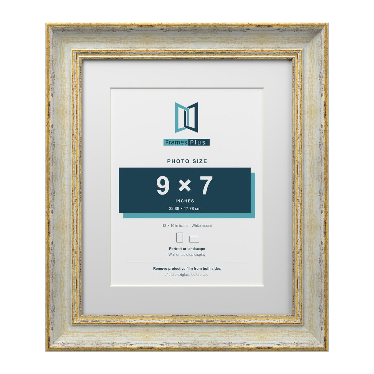 Cassis Cream 12 x 10 inch picture frame with a white mount for a 9 x 7 inch photo