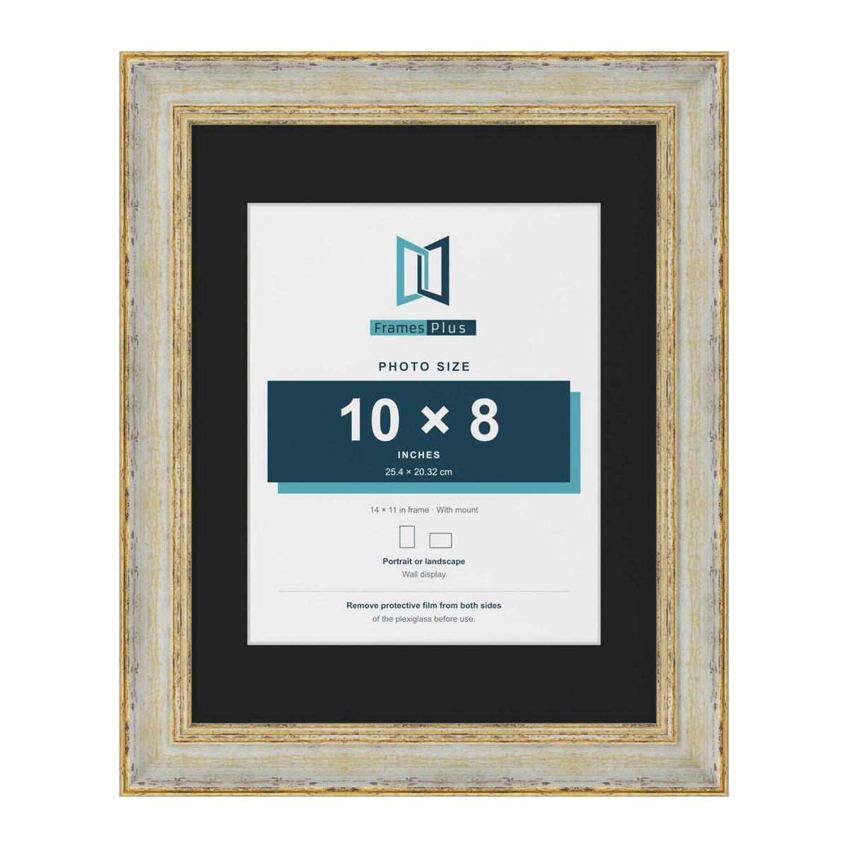 Cassis Cream 14 x 11 inch picture frame with a black mount for a 10 x 8 inch photo