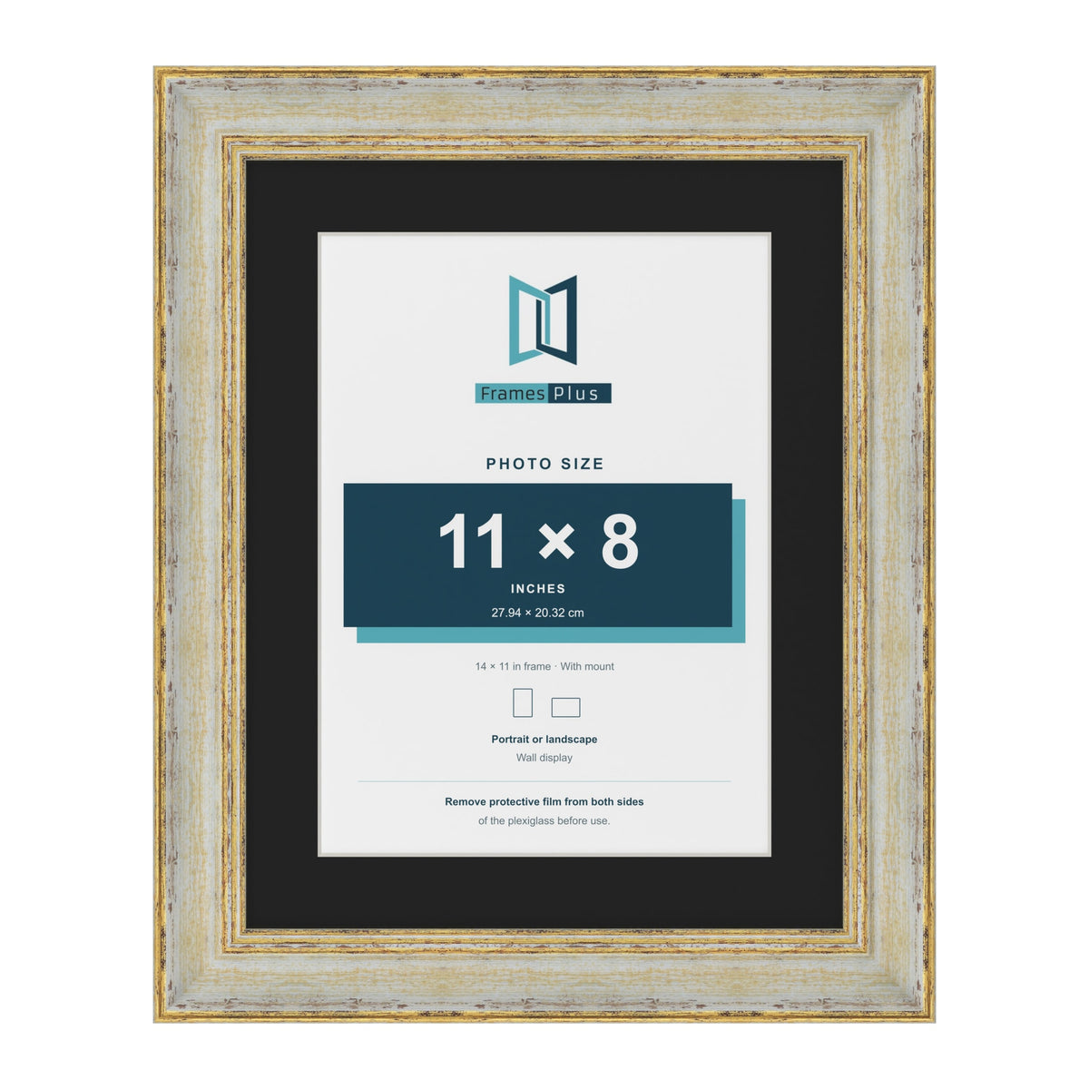 Cassis Cream 14 x 11 inch picture frame with a black mount for an 11 x 8 inch photo