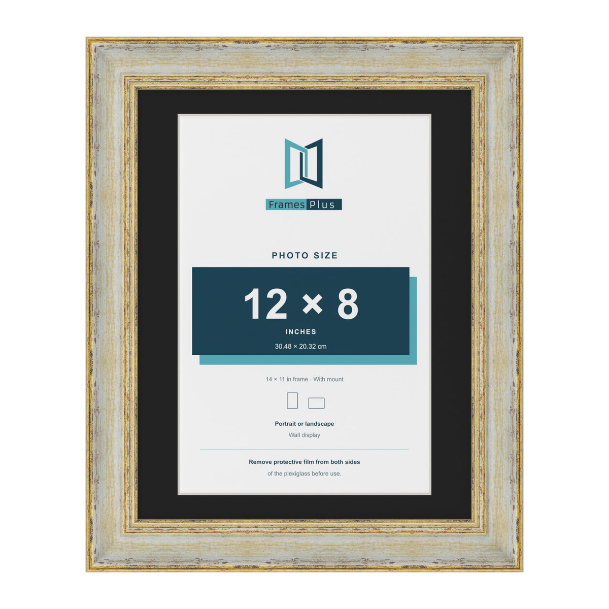 Cassis Cream 14 x 11 inch picture frame with a black mount for a 12 x 8 inch photo