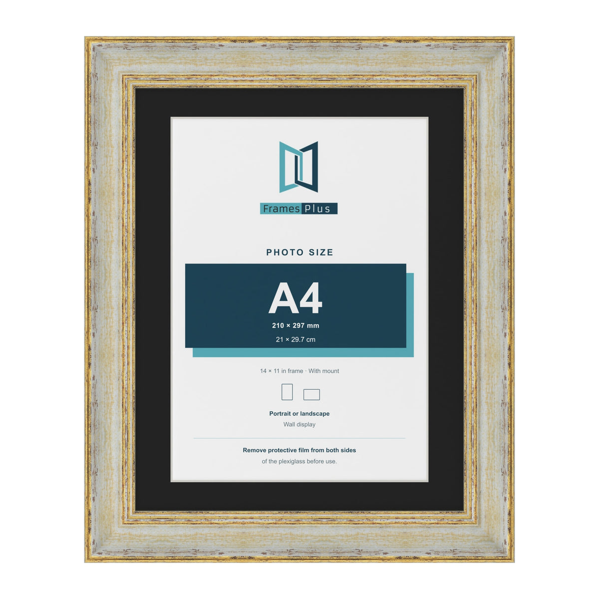 Cassis Cream 14 x 11 inch picture frame with a black mount for an A4 photo