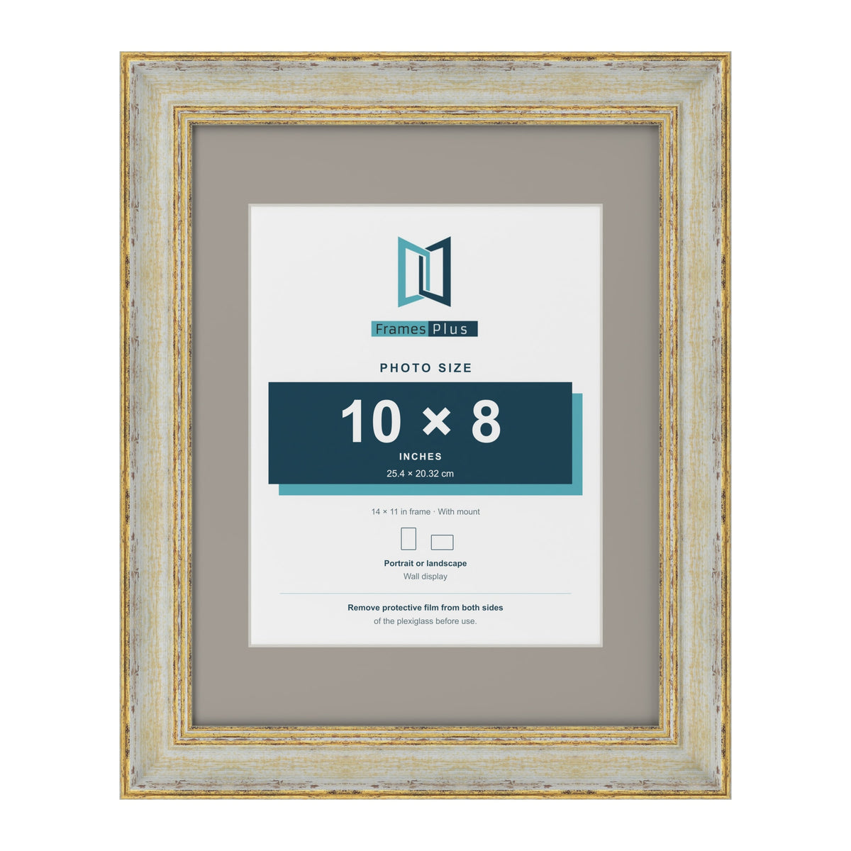 Cassis Cream 14 x 11 inch picture frame with a dawn grey mount for a 10 x 8 inch photo