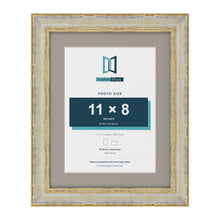 Cassis Cream 14 x 11 inch picture frame with a dawn grey mount for an 11 x 8 inch photo