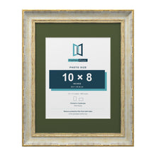 Cassis Cream 14 x 11 inch picture frame with a green mount for a 10 x 8 inch photo
