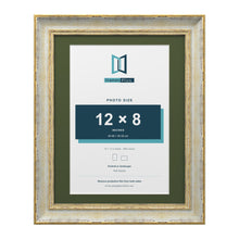 Cassis Cream 14 x 11 inch picture frame with a green mount for a 12 x 8 inch photo