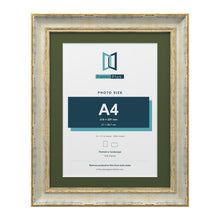 Cassis Cream 14 x 11 inch picture frame with a green mount for an A4 photo