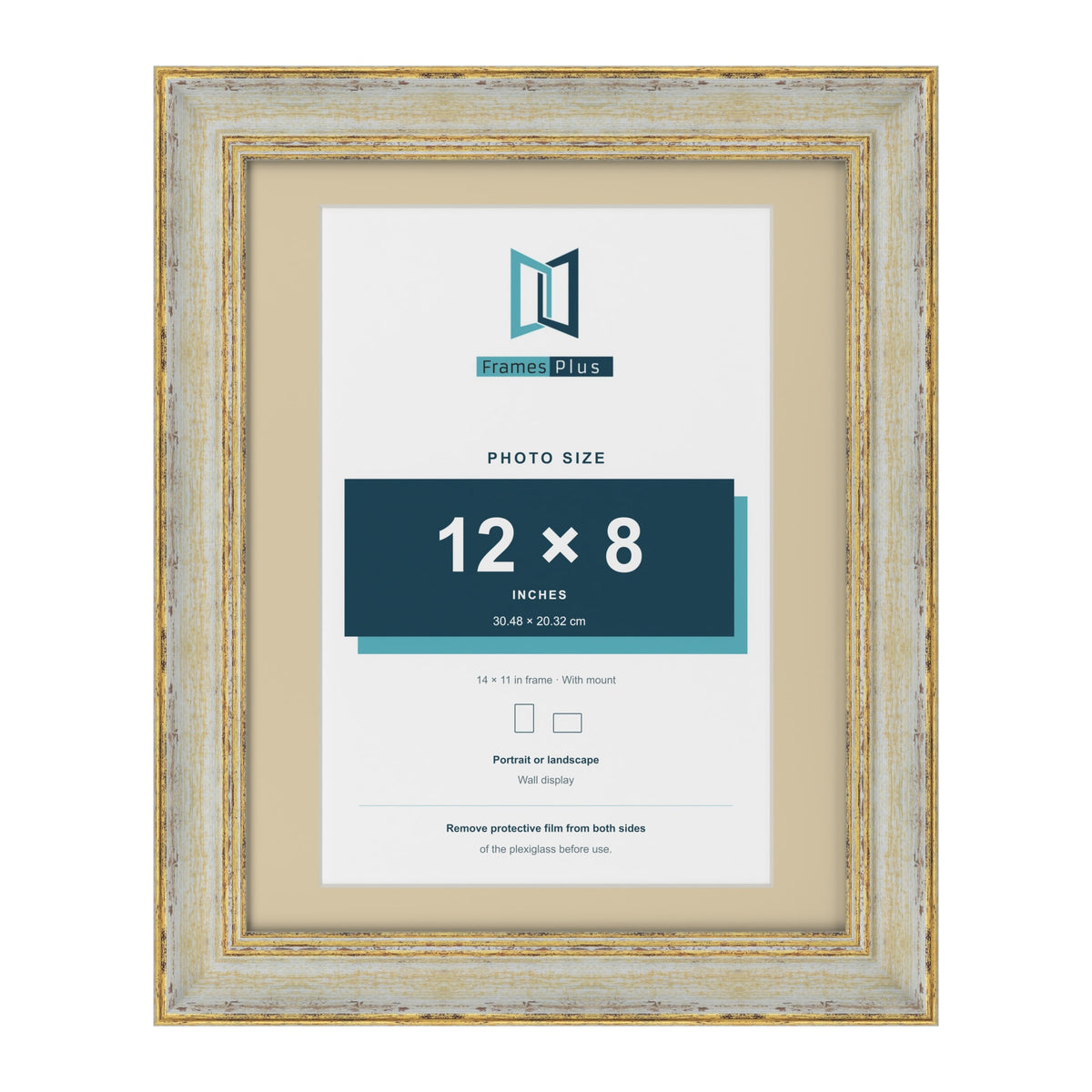 Cassis Cream 14 x 11 inch picture frame with an ivory mount for a 12 x 8 inch photo