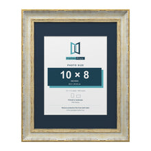 Cassis Cream 14 x 11 inch picture frame with a pacific blue mount for a 10 x 8 inch photo