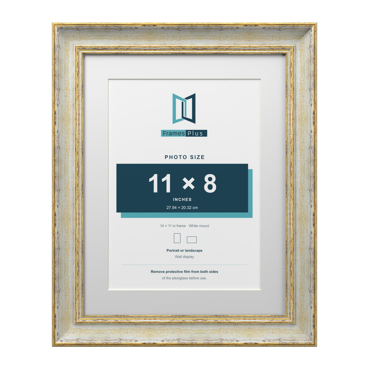 Cassis Cream 14 x 11 inch picture frame with a white mount for an 11 x 8 inch photo