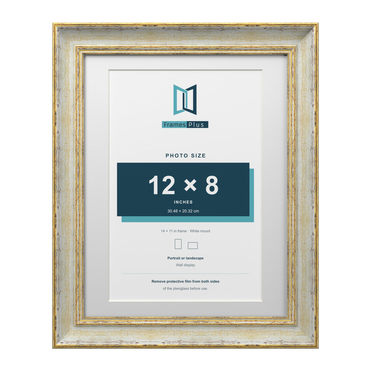 Cassis Cream 14 x 11 inch picture frame with a white mount for a 12 x 8 inch photo