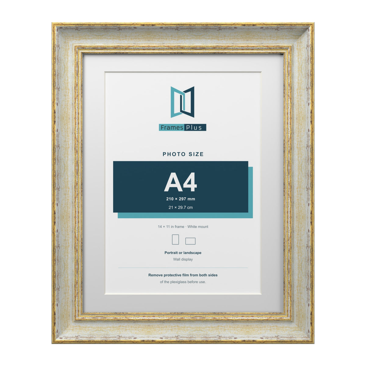 Cassis Cream 14 x 11 inch picture frame with a white mount for an A4 photo