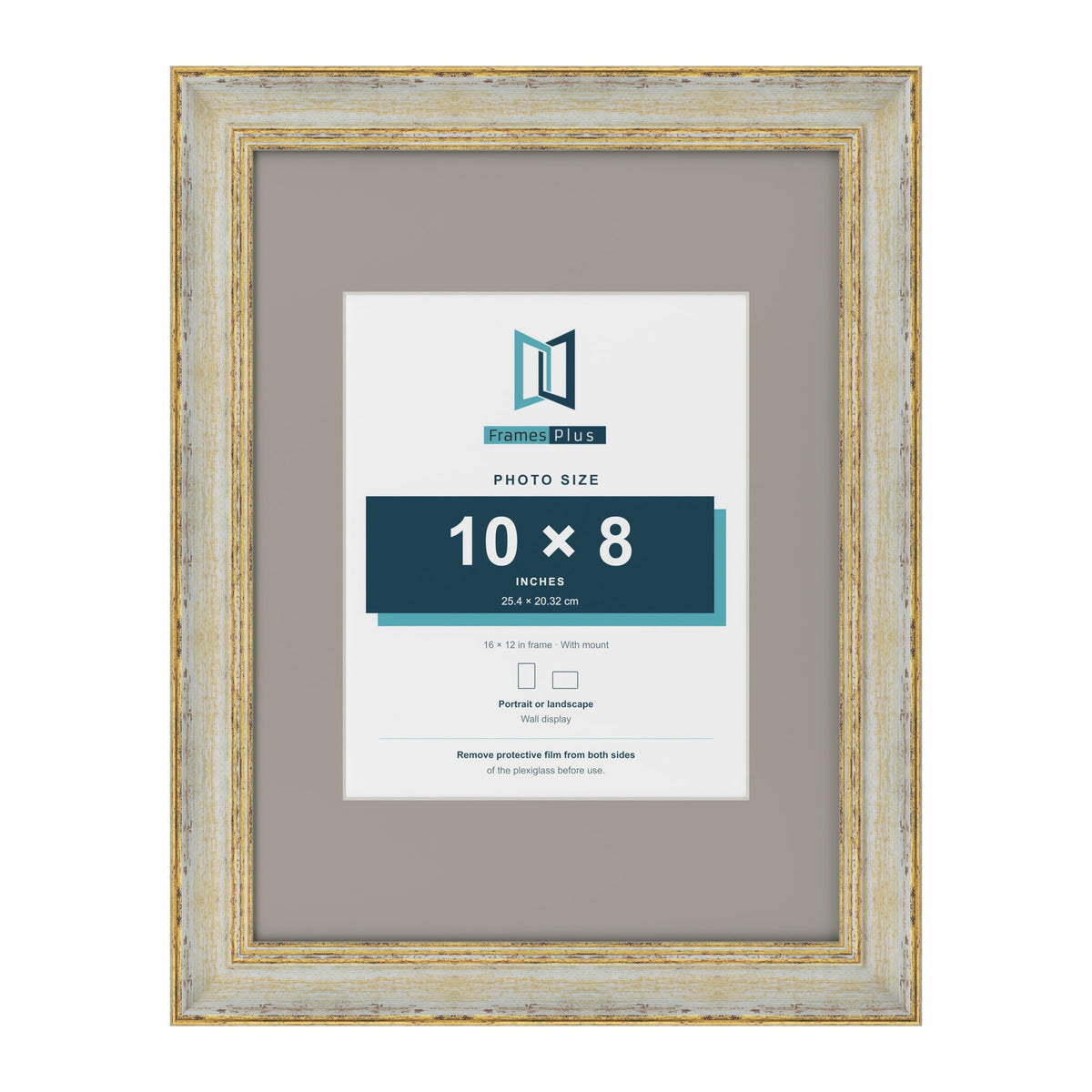 Cassis Cream 16 x 12 inch picture frame with a dawn grey mount for a 10 x 8 inch photo