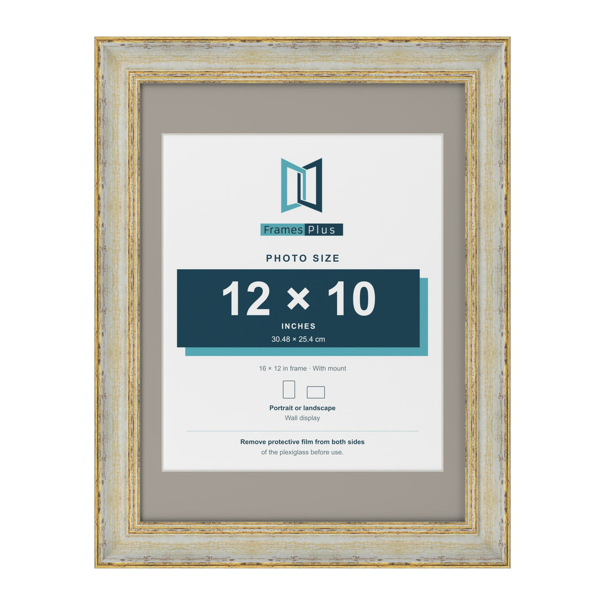 Cassis Cream 16 x 12 inch picture frame with a dawn grey mount for a 12 x 10 inch photo