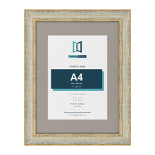 Cassis Cream 16 x 12 inch picture frame with a dawn grey mount for an A4 photo