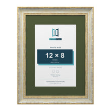 Cassis Cream 16 x 12 inch picture frame with a green mount for a 12 x 8 inch photo
