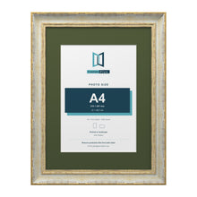 Cassis Cream 16 x 12 inch picture frame with a green mount for an A4 photo