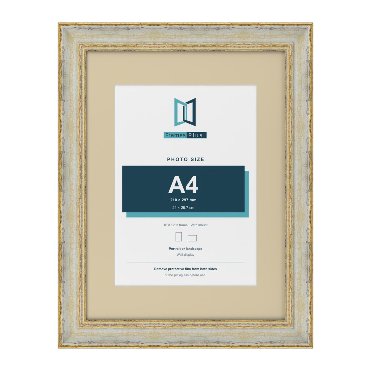 Cassis Cream 16 x 12 inch picture frame with an ivory mount for an A4 photo
