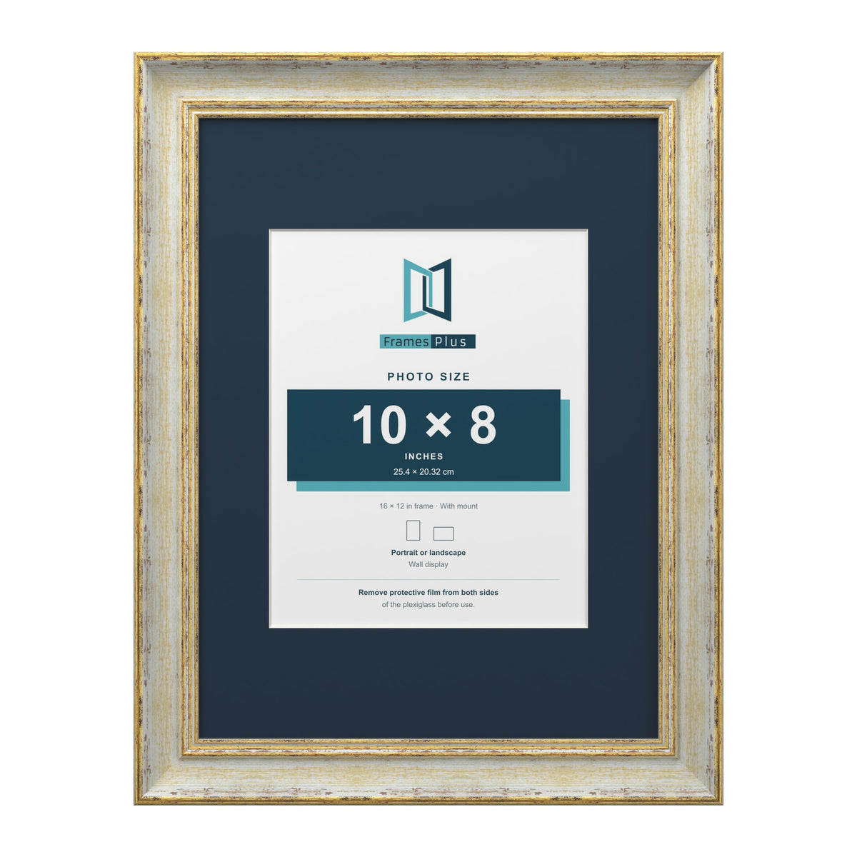 Cassis Cream 16 x 12 inch picture frame with a pacific blue mount for a 10 x 8 inch photo