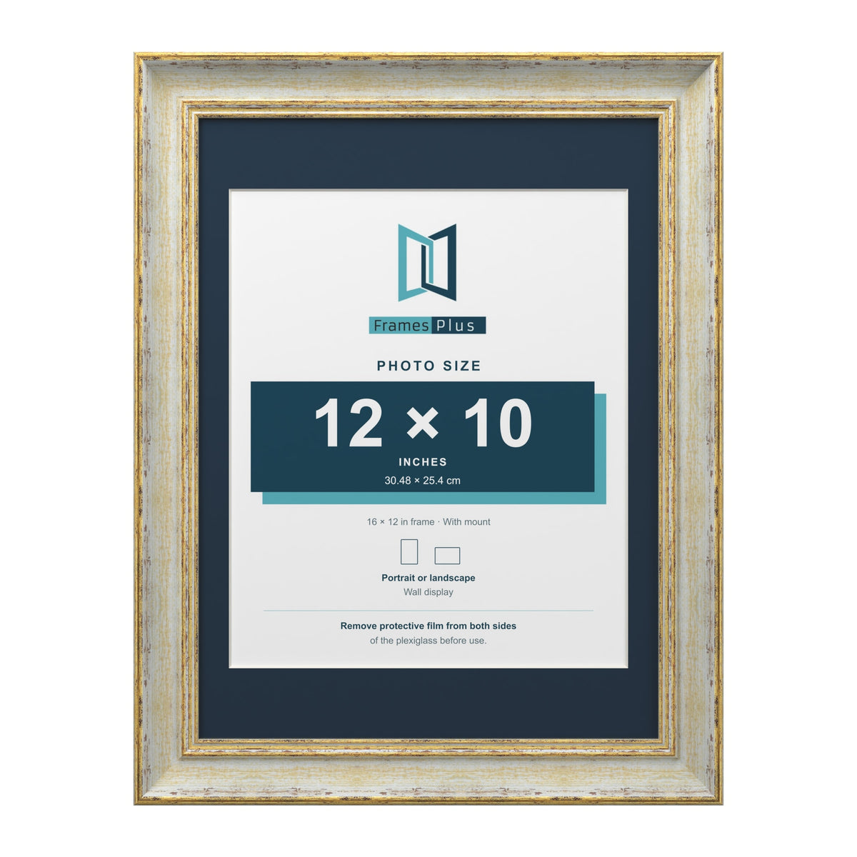 Cassis Cream 16 x 12 inch picture frame with a pacific blue mount for a 12 x 10 inch photo