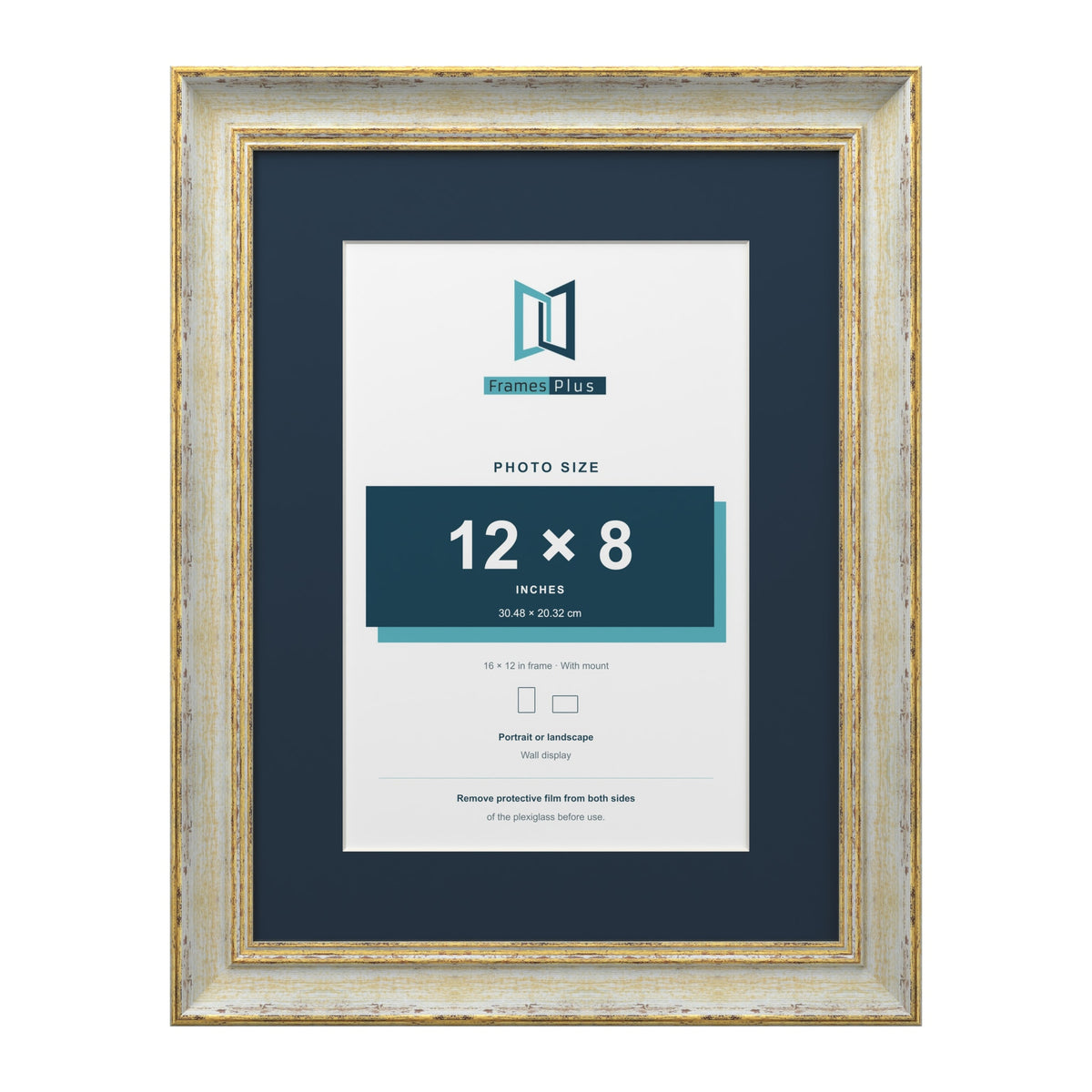 Cassis Cream 16 x 12 inch picture frame with a pacific blue mount for a 12 x 8 inch photo