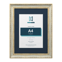 Cassis Cream 16 x 12 inch picture frame with a pacific blue mount for an A4 photo