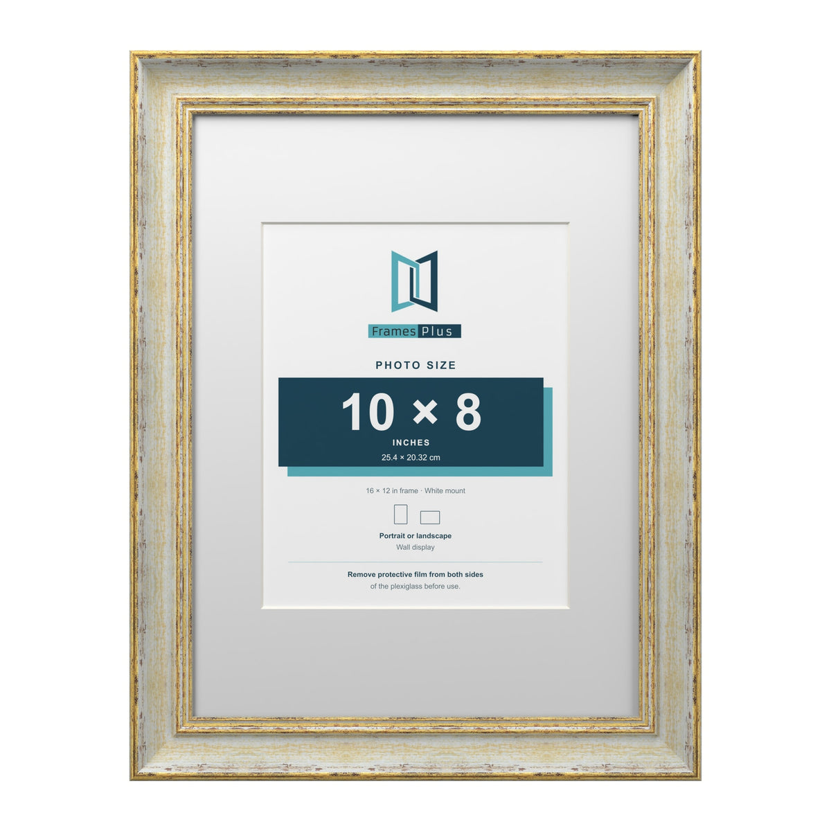 Cassis Cream 16 x 12 inch picture frame with a white mount for a 10 x 8 inch photo