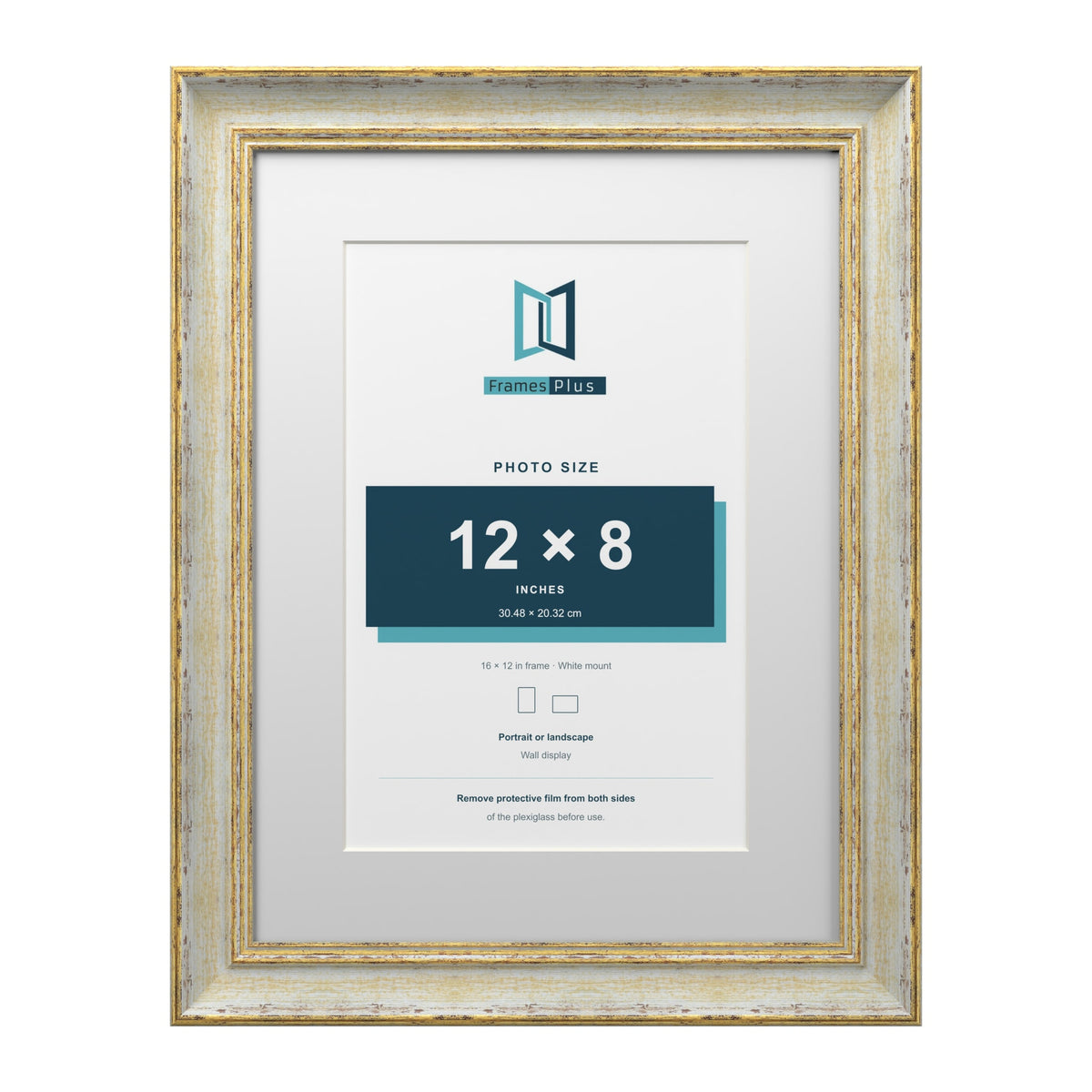 Cassis Cream 16 x 12 inch picture frame with a white mount for a 12 x 8 inch photo