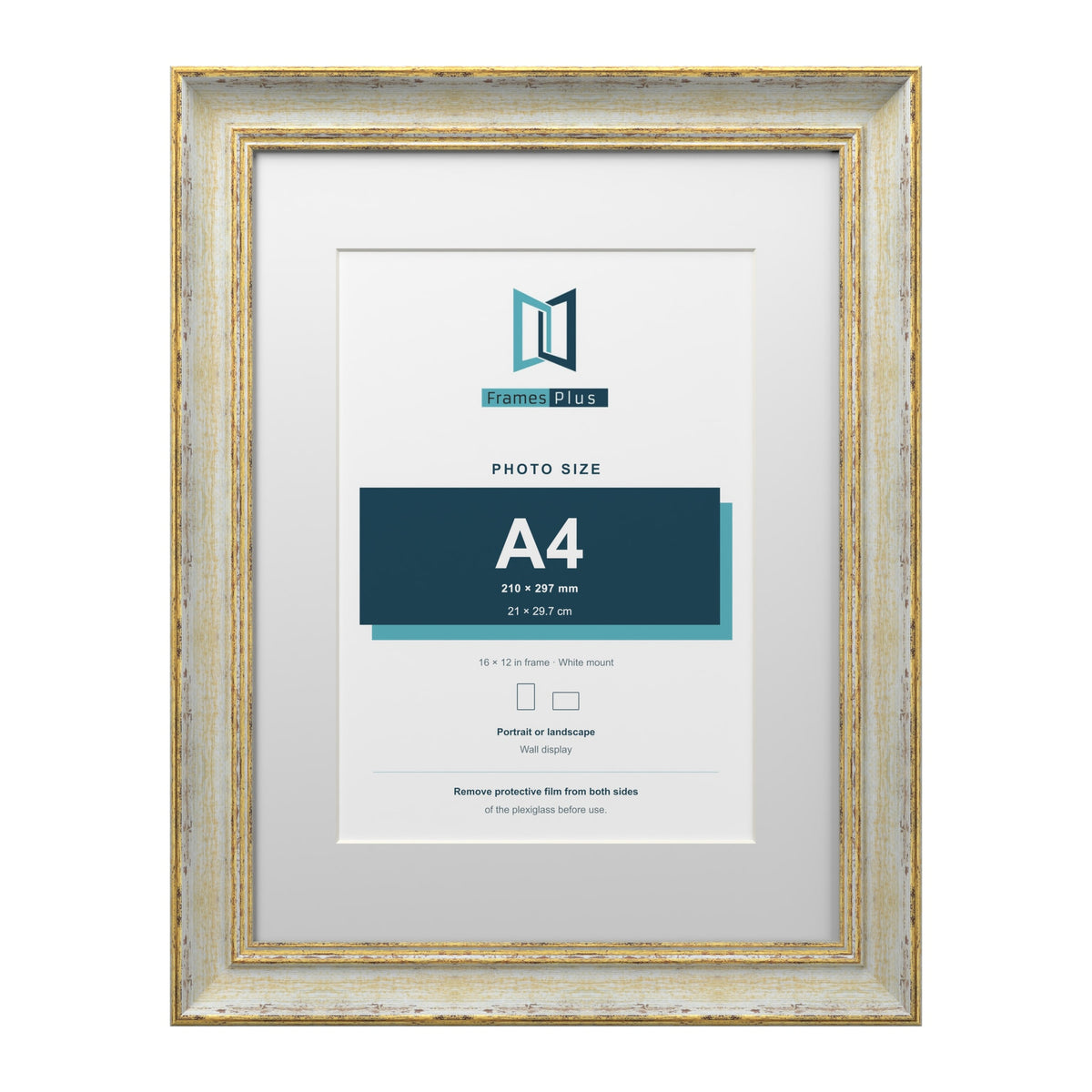 Cassis Cream 16 x 12 inch picture frame with a white mount for an A4 photo