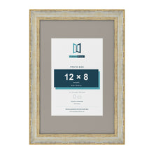 Cassis Cream 18 x 12 inch picture frame with a dawn grey mount for a 12 x 8 inch photo