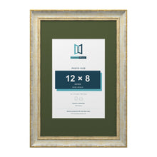 Cassis Cream 18 x 12 inch picture frame with a green mount for a 12 x 8 inch photo