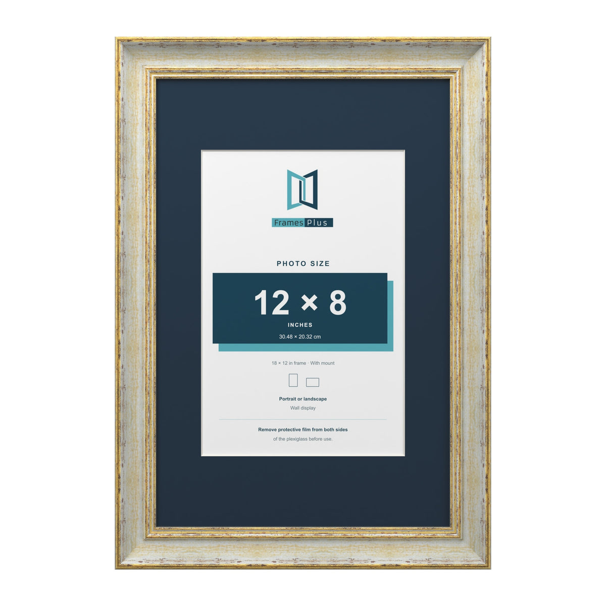Cassis Cream 18 x 12 inch picture frame with a pacific blue mount for a 12 x 8 inch photo