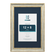 Cassis Cream 18 x 12 inch picture frame with a pacific blue mount for a 12 x 8 inch photo