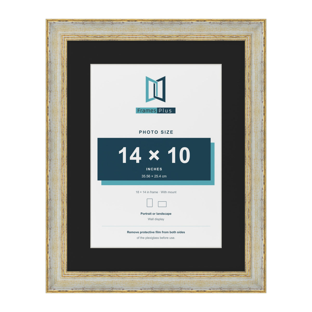 Cassis Cream 18 x 14 inch picture frame with a black mount for a 14 x 10 inch photo