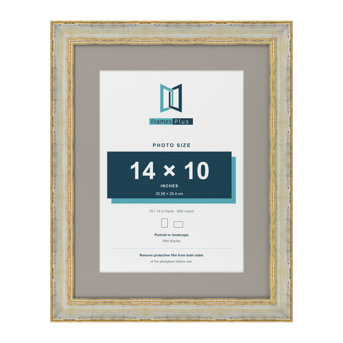 Cassis Cream 18 x 14 inch picture frame with a dawn grey mount for a 14 x 10 inch photo