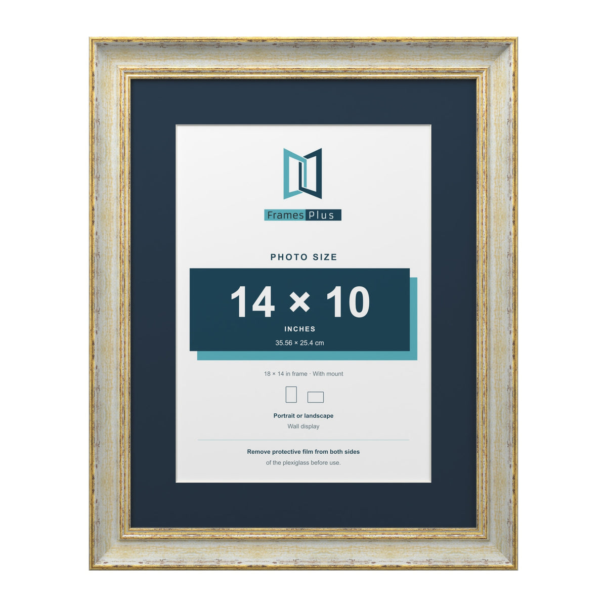 Cassis Cream 18 x 14 inch picture frame with a pacific blue mount for a 14 x 10 inch photo