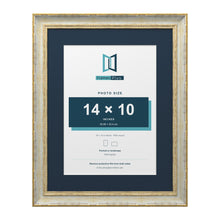 Cassis Cream 18 x 14 inch picture frame with a pacific blue mount for a 14 x 10 inch photo