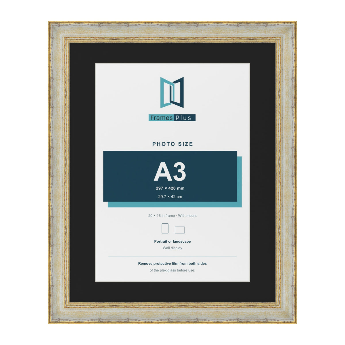 Cassis Cream 20 x 16 inch picture frame with a black mount for an A3 photo