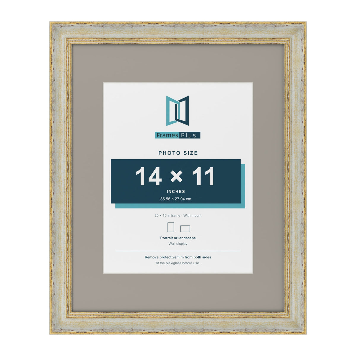Cassis Cream 20 x 16 inch picture frame with a dawn grey mount for a 14 x 11 inch photo