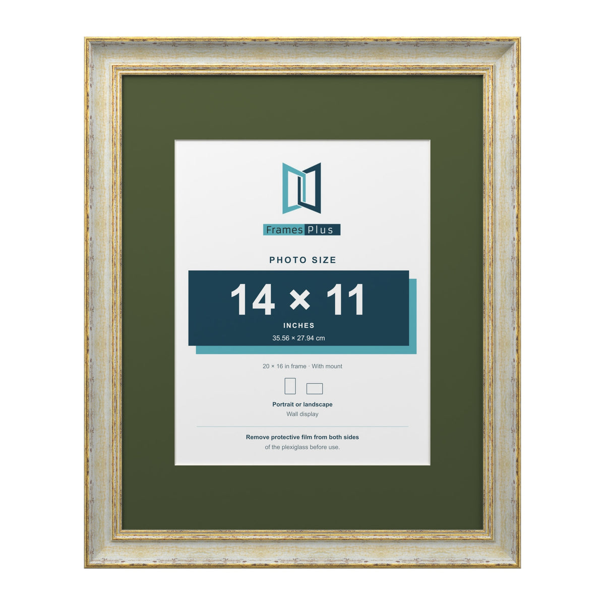 Cassis Cream 20 x 16 inch picture frame with a green mount for a 14 x 11 inch photo