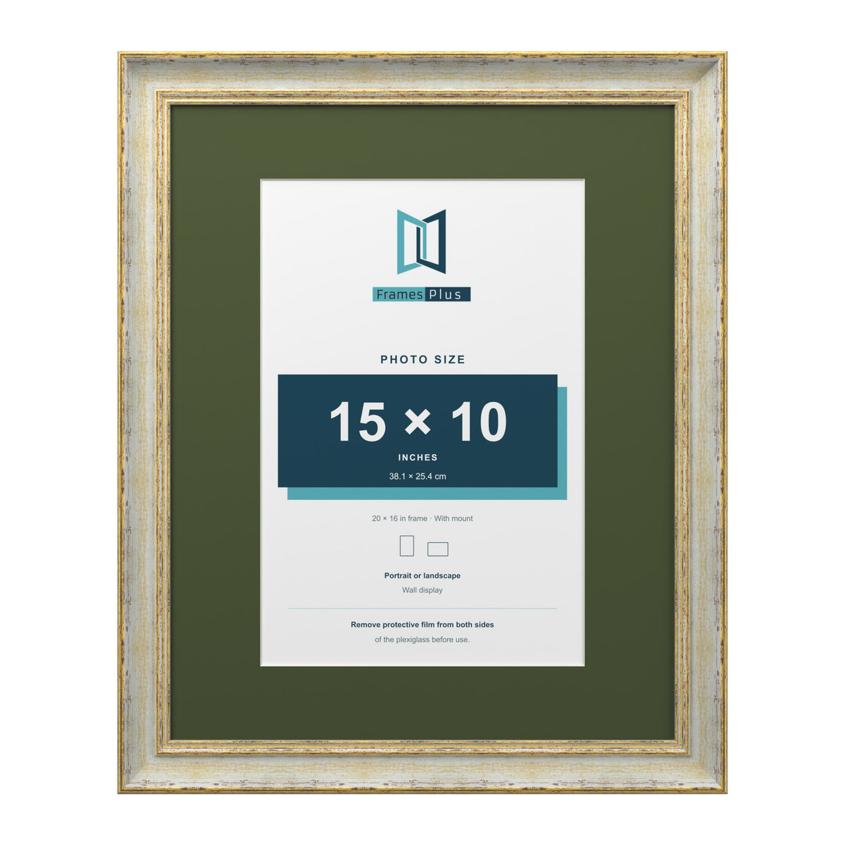 Cassis Cream 20 x 16 inch picture frame with a green mount for a 15 x 10 inch photo